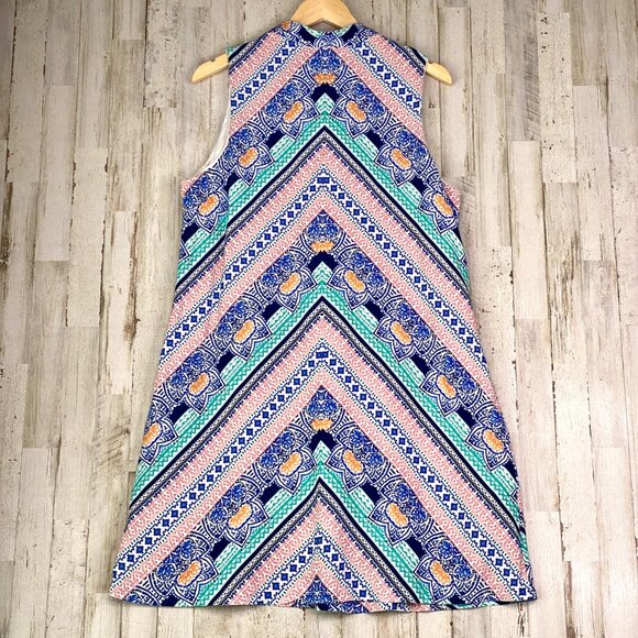 Tommy Bahama Multicolor Grand Isle V-Neck Sleeveless Linen Shift Dress Size L - Picture 4 of 8